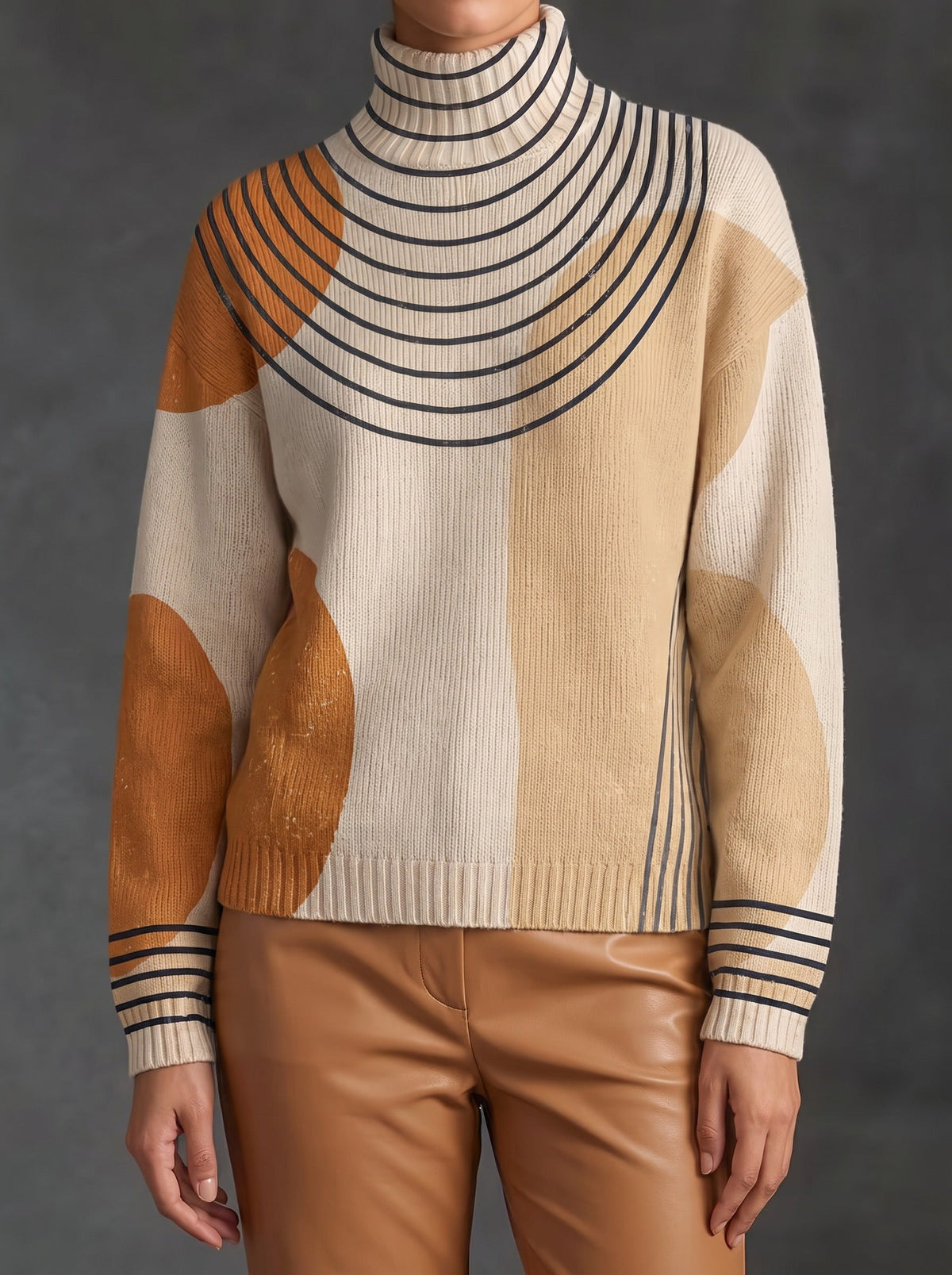 Perrine™ | Cuello alto de bloques de color en forma de arco