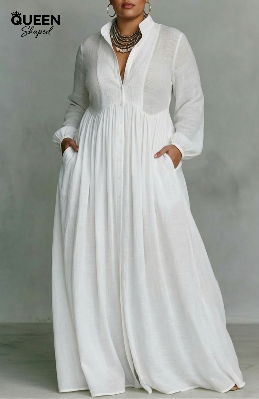 Serena | Vestido maxi fluido con botones delanteros