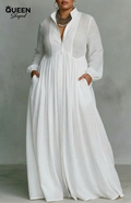 Serena | Vestido maxi fluido con botones delanteros