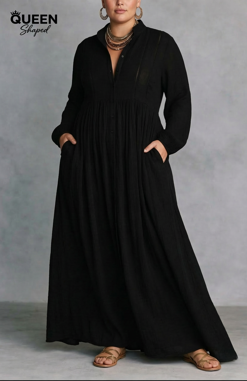 Serena | Vestido maxi fluido con botones delanteros