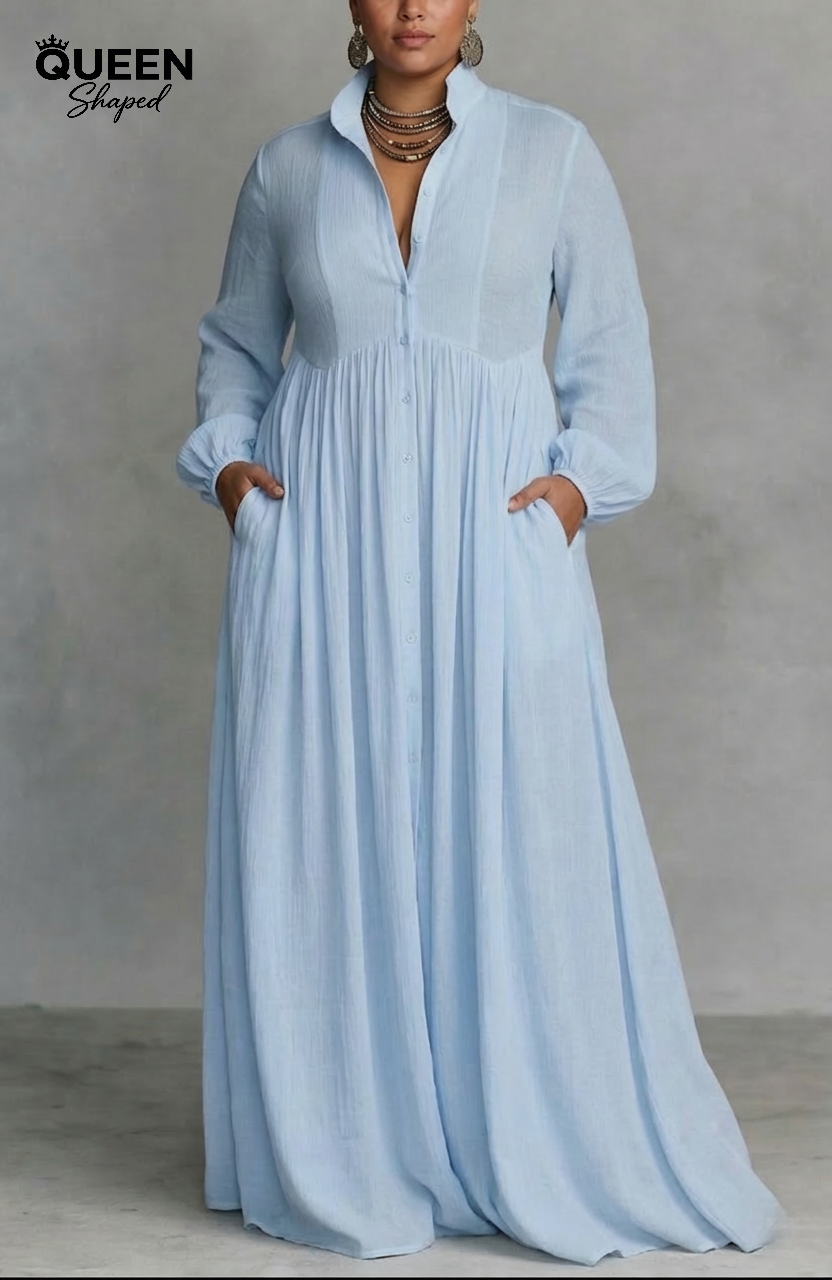 Serena | Vestido maxi fluido con botones delanteros