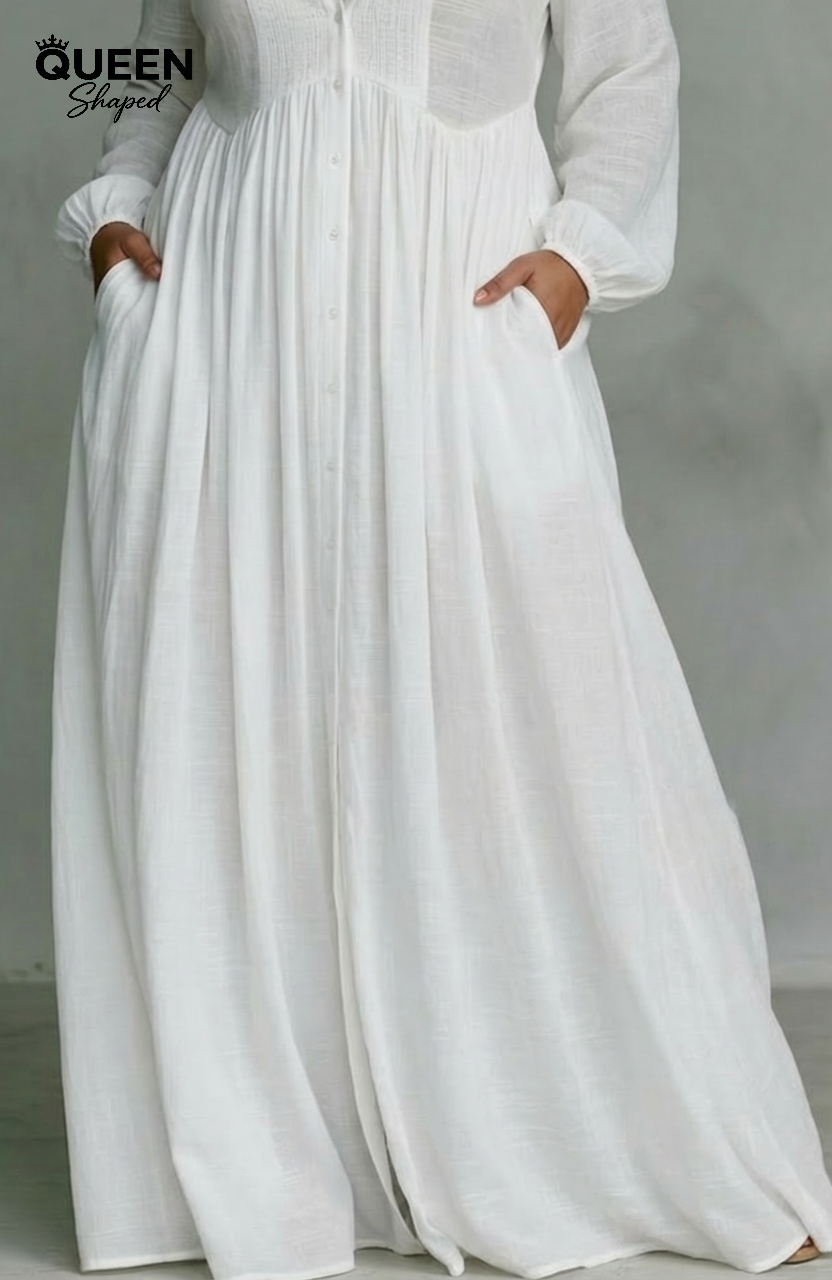 Serena | Vestido maxi fluido con botones delanteros