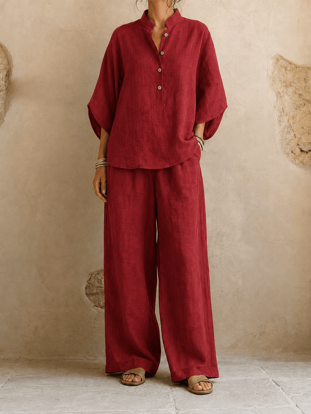 Maribel | Mangas murciélago y pantalón de pierna ancha