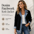 ⭐ Elegante chaqueta vaquera de mujer con canesú de punto acanalado