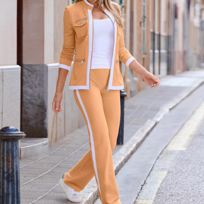 Chándal de dos piezas con diseño color-block para mujer