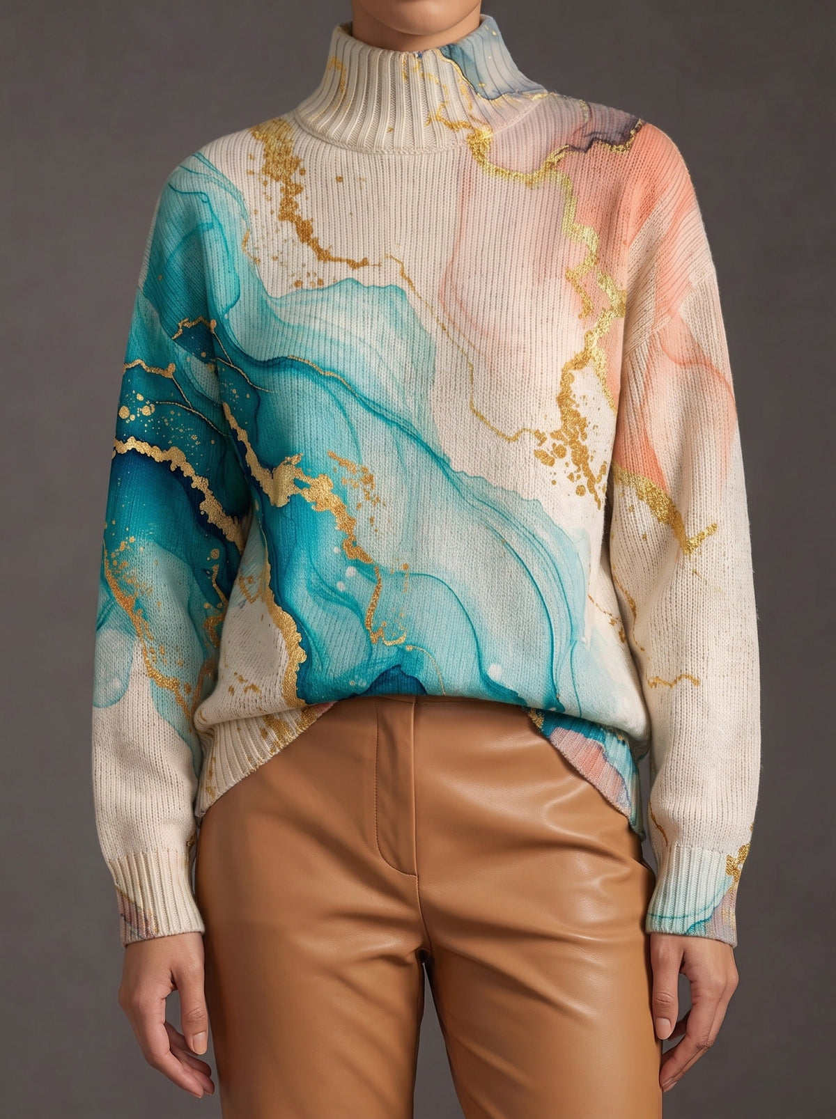 Verity™ | Jersey de cuello alto con estampado jaspeado