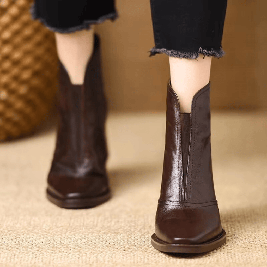 Botines de Piel Claudia Luxe de Tacón Medio