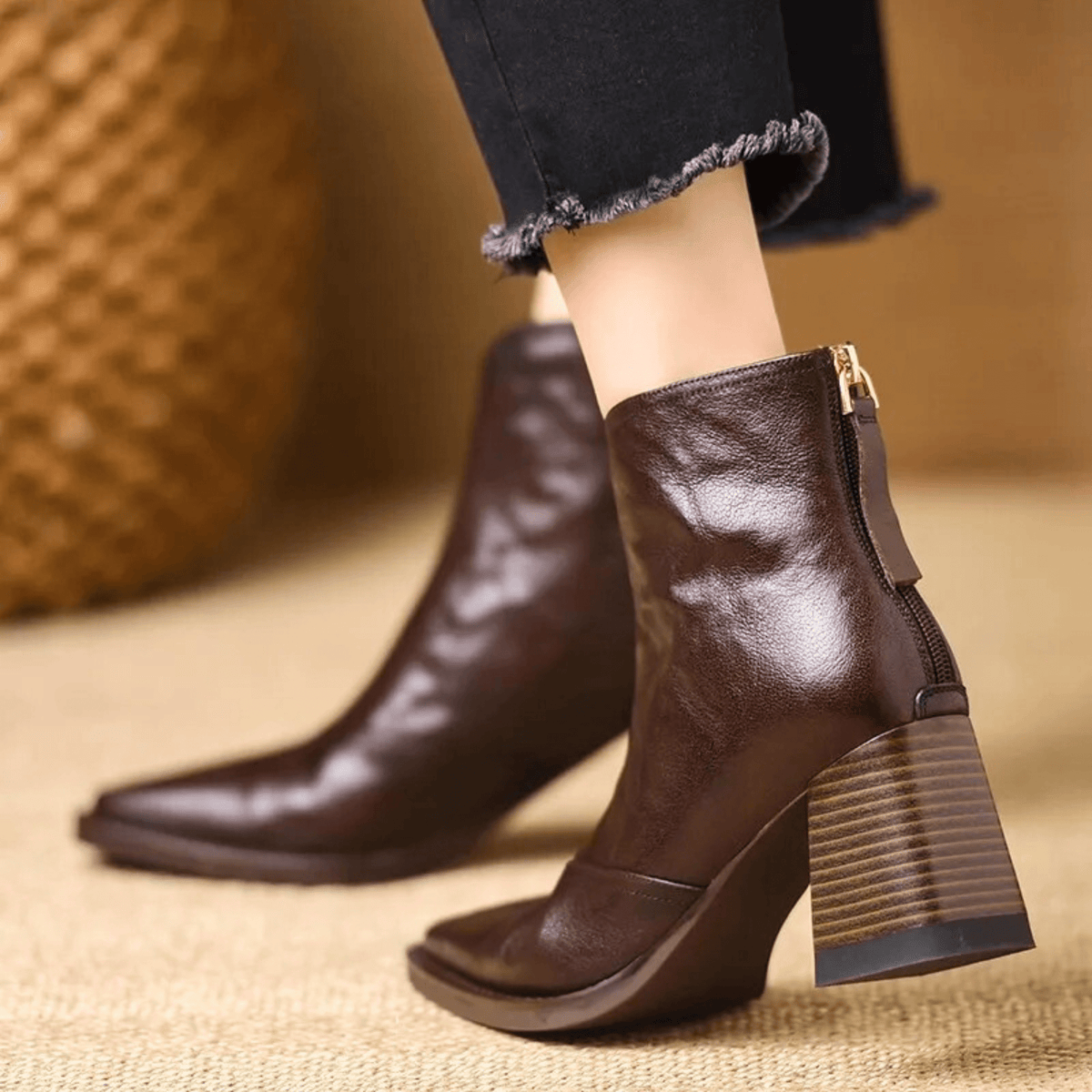 Botines de Piel Claudia Luxe de Tacón Medio