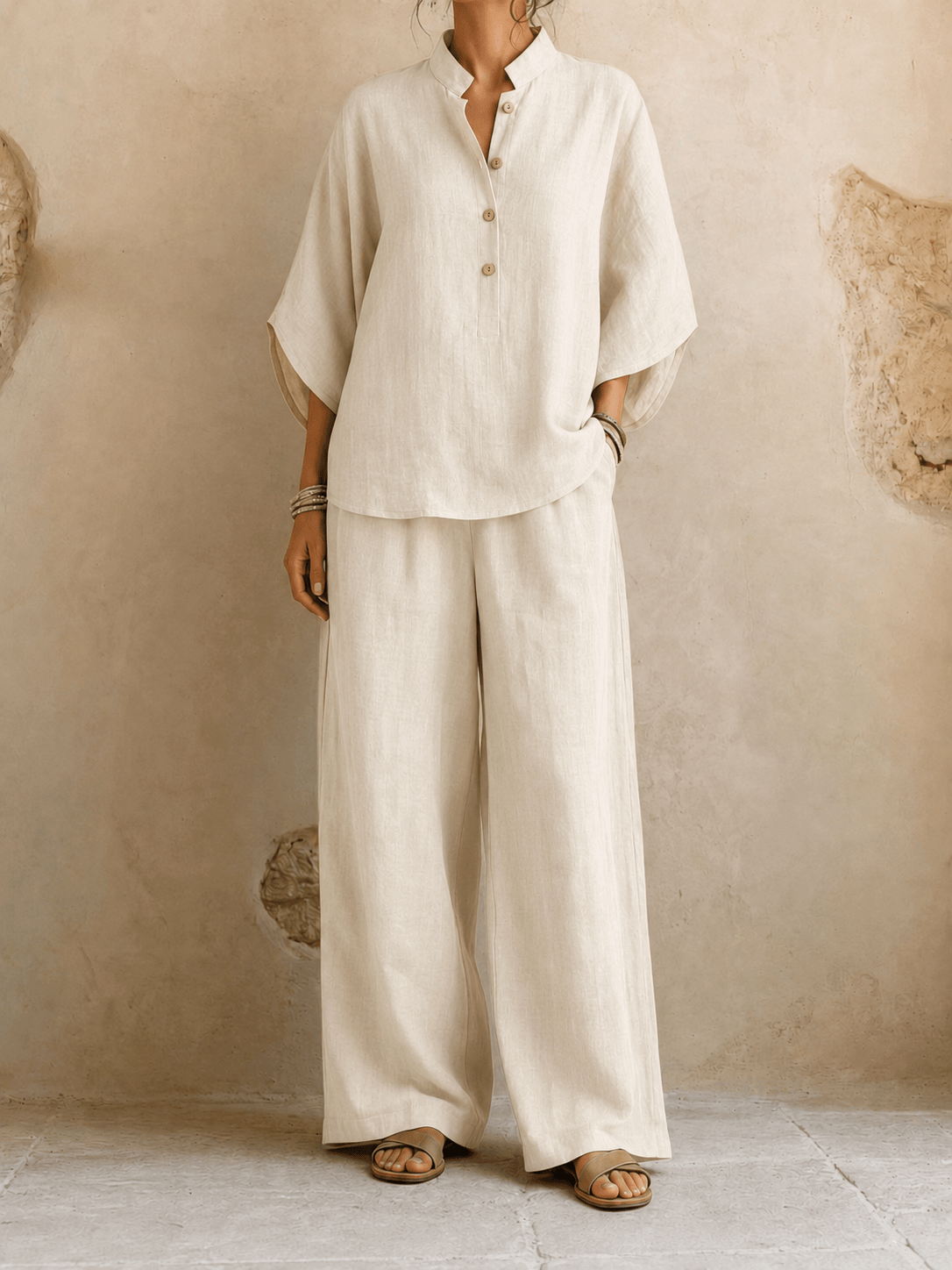Maribel | Mangas murciélago y pantalón de pierna ancha
