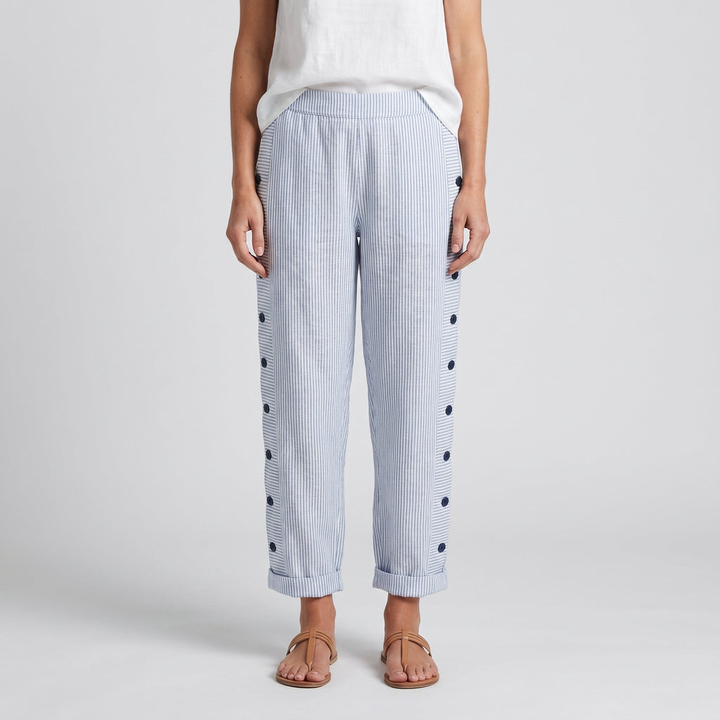 Tess | Pantalón de Rayas con Panel de Botones