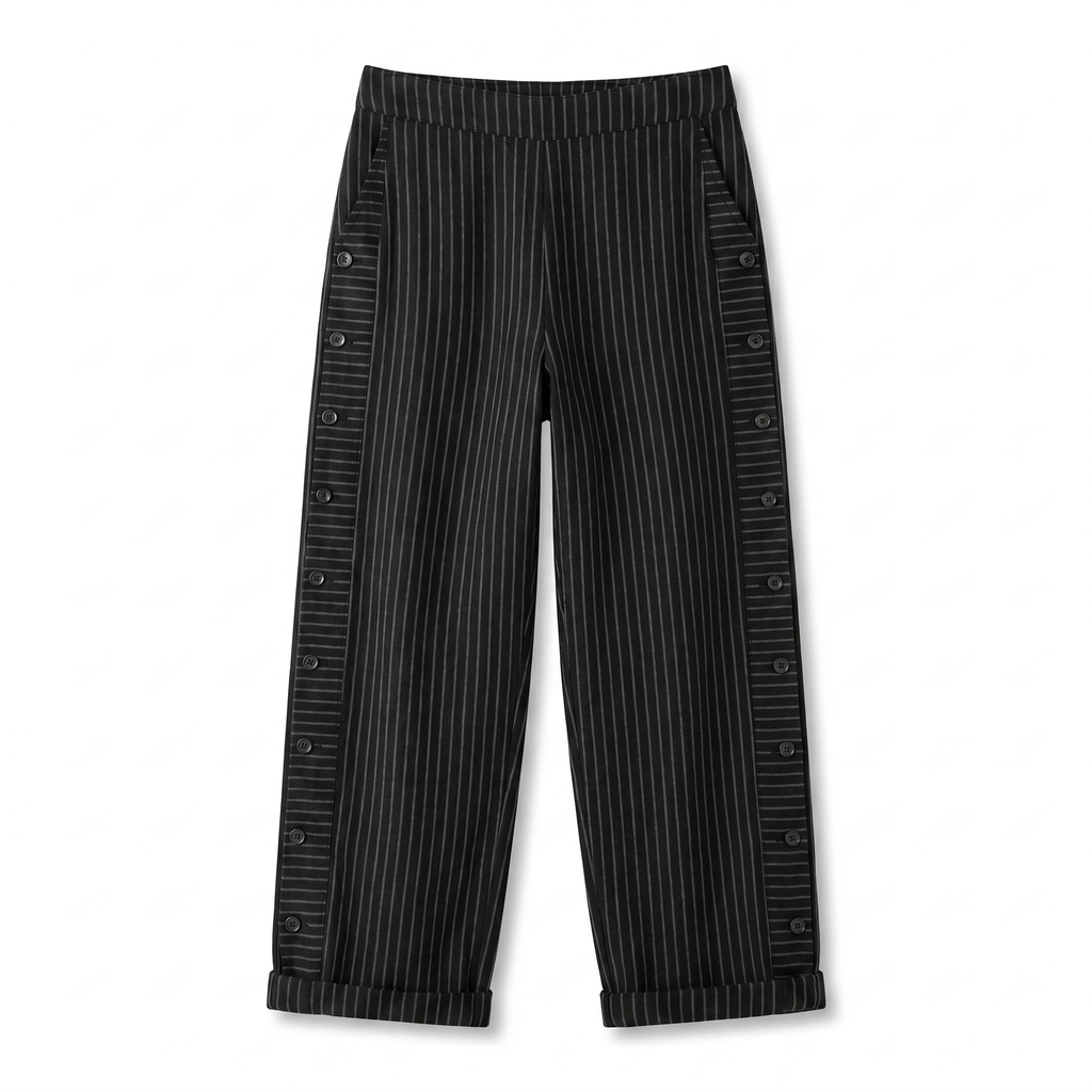 Tess | Pantalón de Rayas con Panel de Botones