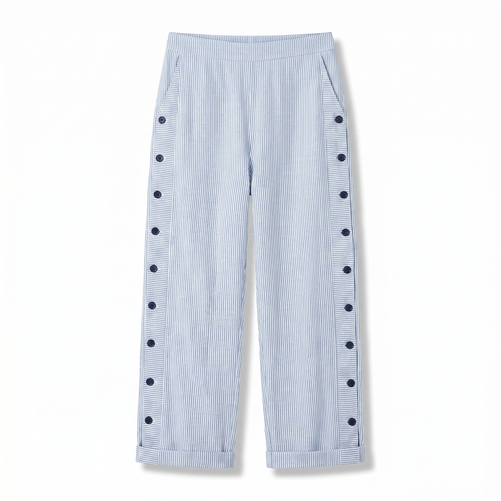 Tess | Pantalón de Rayas con Panel de Botones