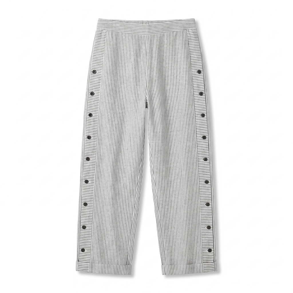 Tess | Pantalón de Rayas con Panel de Botones