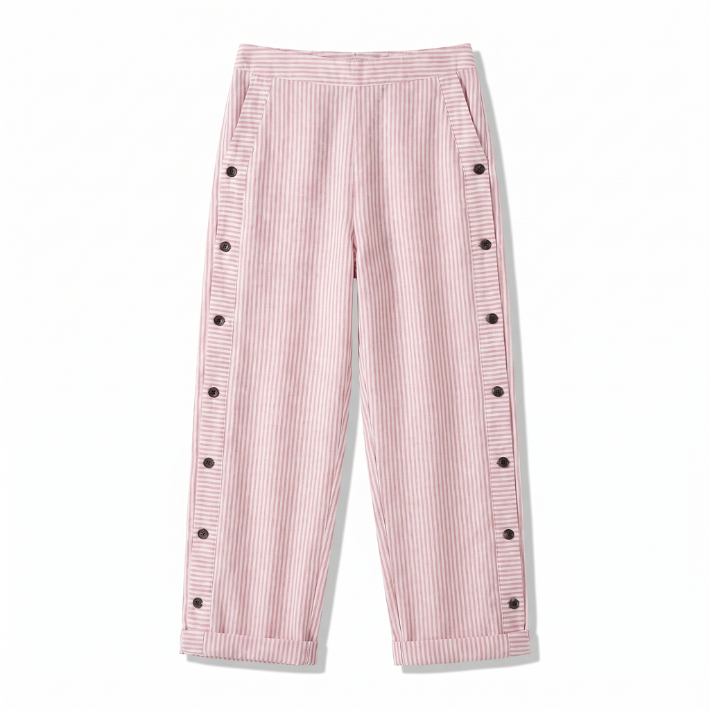 Tess | Pantalón de Rayas con Panel de Botones